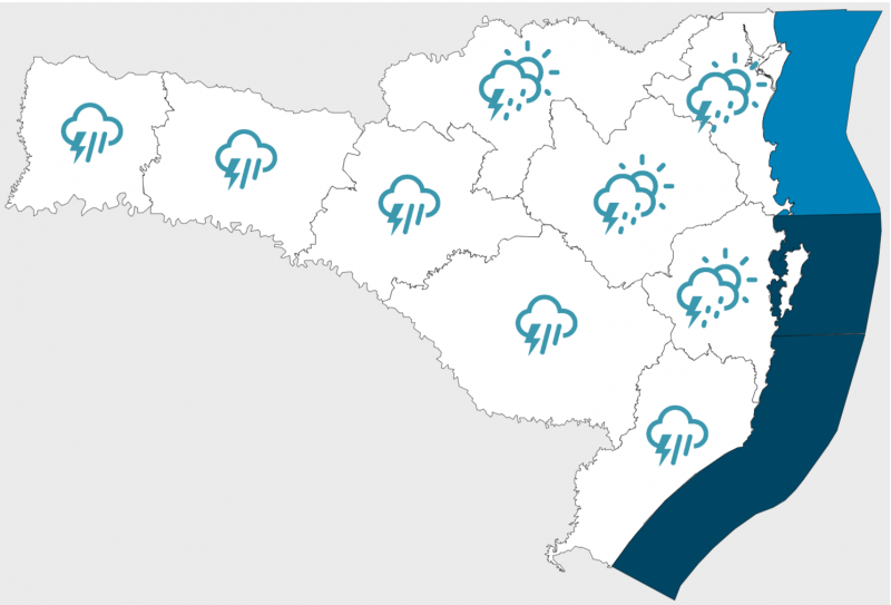 A Defesa aponta que todas as regiões de SC podem esperar chuvas intensas nesta segunda-feira – Foto: Defesa Civil/Divulgação/ND