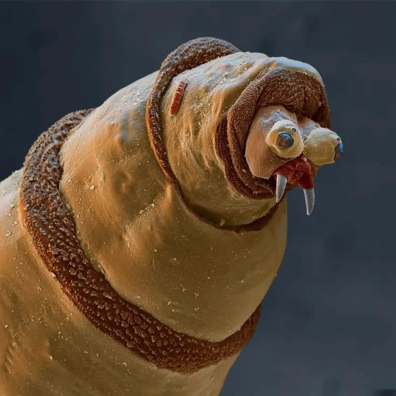 Imagem do rosto de de uma larva de inseto vista pelo microsc&oacute;pio deixa internautas em choque – Foto: Reprodu&ccedil;&atilde;o/u/Stephen_is_handsome/Reddit