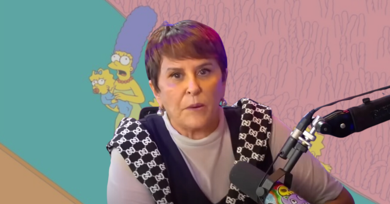 Márcia Sensitiva com fundo de Os Simpsons
