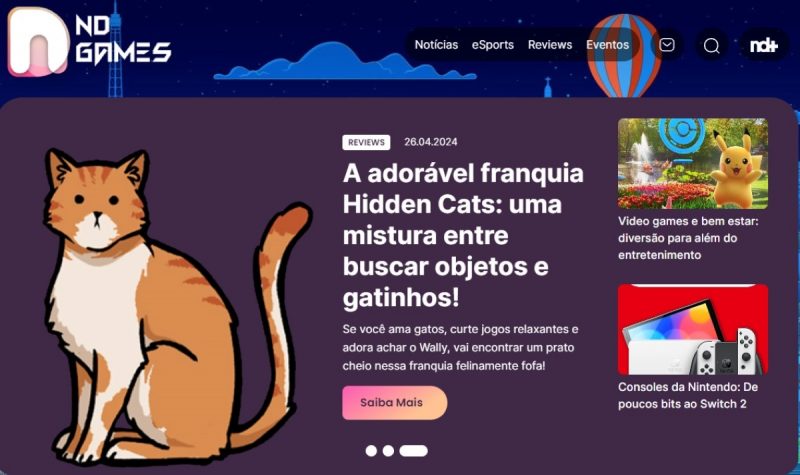 Capa do site ND Games, que já está no ar