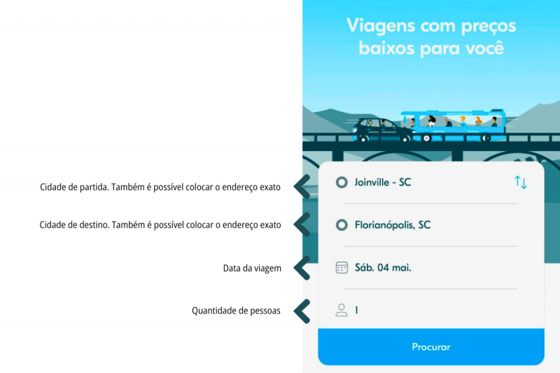 Print de tela do app de viagem