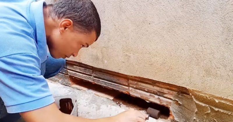 Pedreiro ensina técnica para acabar com umidade no rodapé