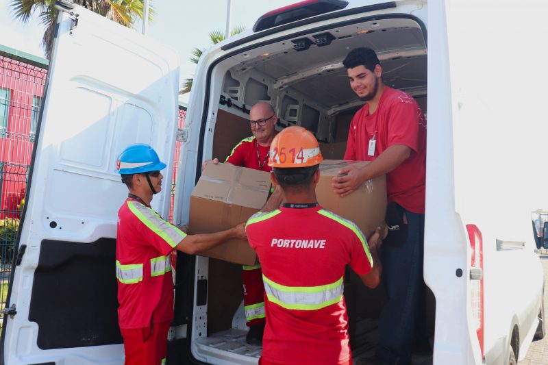 Portonave faz doa&ccedil;&atilde;o de 500 cestas b&aacute;sicas e mais de 3,7 mil itens para o Rio Grande do Sul – Foto: Portonave/ Divulga&ccedil;&atilde;o