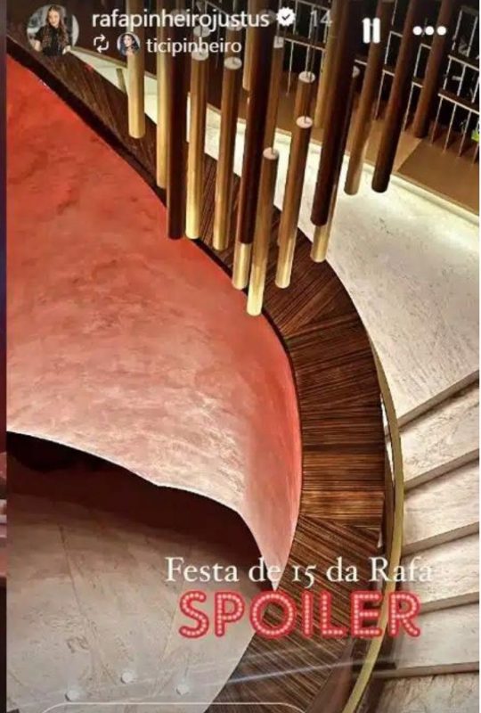 Print de Rafa Justus no Instagram falando sobre o spoiler da festa de 15 anos