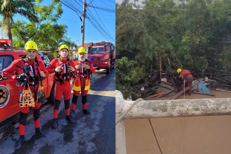 Equipe conseguiu salvar homem e c&atilde;es – Foto: BVA/Reprodu&ccedil;&atilde;o/ND