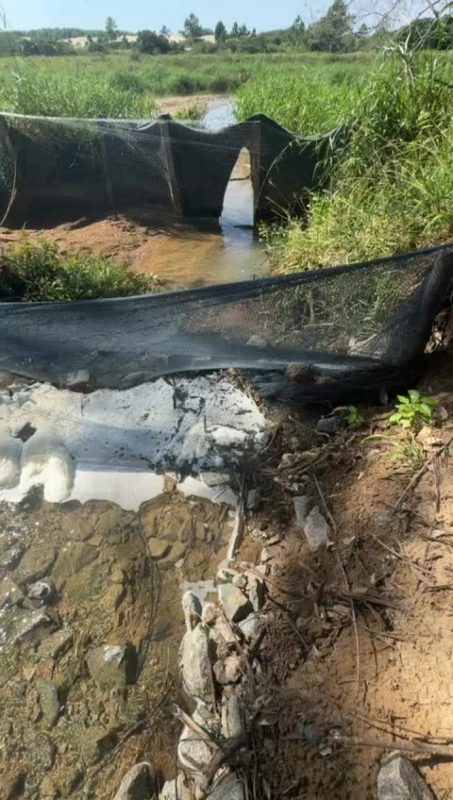Situa&ccedil;&atilde;o da &aacute;gua do Rio Vermelho pr&oacute;ximo ao local de desemboque da macrodrenagem – Foto: Salve o Rio Vermelho/Reprodu&ccedil;&atilde;o/ND