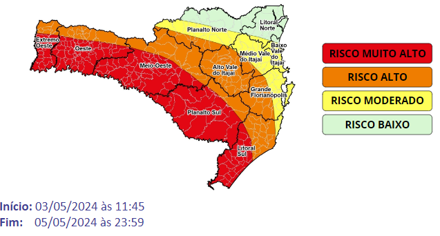 A Defesa Civil emitiu um alerta para deslizamentos de gravidade muito alta – Foto: Defesa Civil/Divulga&ccedil;&atilde;o/ND