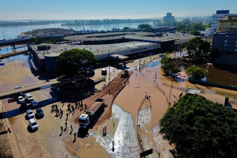 Registro da esta&ccedil;&atilde;o em maio, quando seguia alagada – Foto: Gustavo Garbino/PMPA/Divulga&ccedil;&atilde;o/ND