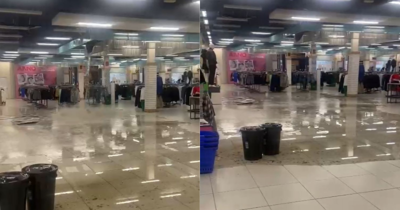 Teto da Havan vazando água e loja alagada