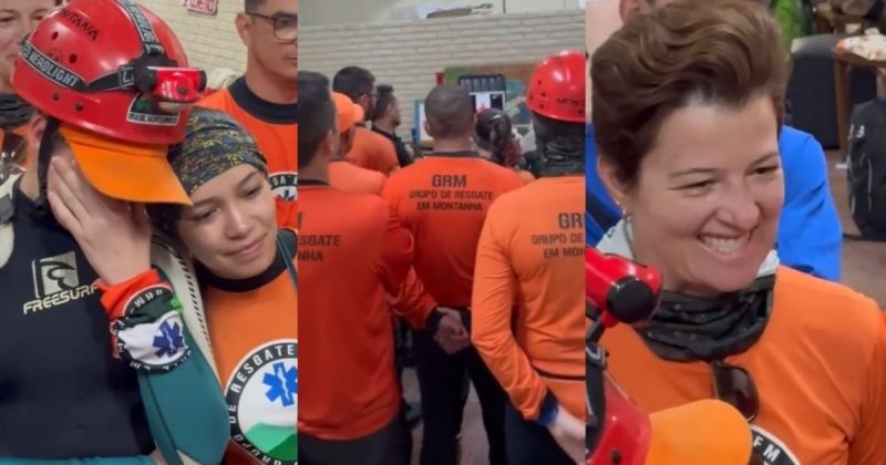 Equipe do GRM de Joinville recebe homenagem emocionante das fam&iacute;lias por trabalho no RS – Foto: GRM/Reprodu&ccedil;&atilde;o/ND