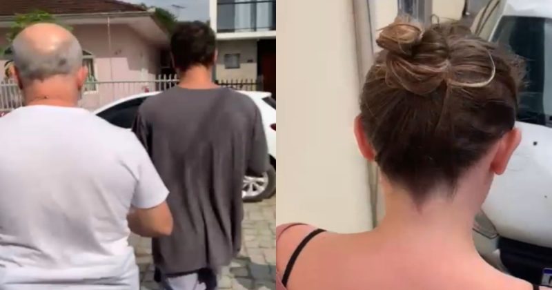 Pais da campanha Ame Jonatas, Renato e Aline Openkoski, sendo presos em Joinville