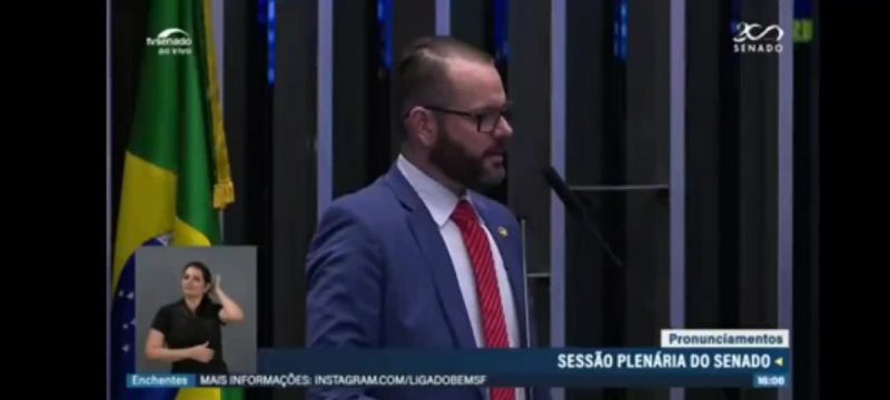 Senador Jorge Seif em discurso no Senado – Foto: Reprodu&ccedil;&atilde;o/TV Senado