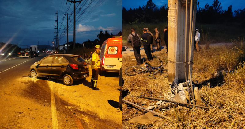 Samu presta atendimento a motorista que sofreu acidente de tr&acirc;nsito em Itaja&iacute; – Foto: CBMSC / Divulga&ccedil;&atilde;o