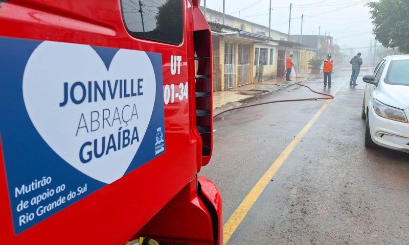 Equipes de Joinville atuam em ajuda humanit&aacute;ria h&aacute; pelo menos duas semana na cidade ga&uacute;cha – Foto: Divulga&ccedil;&atilde;o/ND