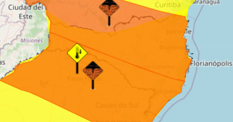 A frente fria pode provocar até enchentes durante sua passagem em SC