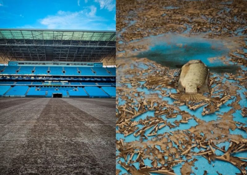 Arena do Gr&ecirc;mio passa por limpeza – Foto: Foto Emanuel PrestesArena do Gr&ecirc;mio divulga&ccedil;&atilde;o