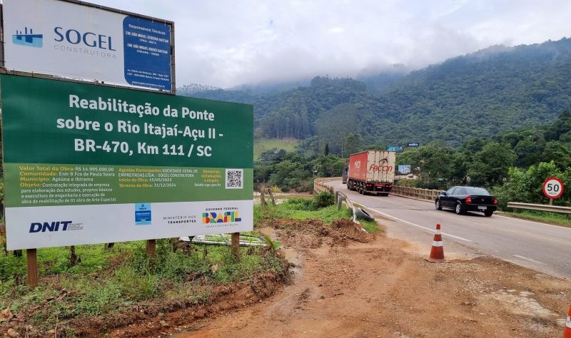 Polêmica ponte na BR-470 recebe obras de reabilitação no Alto Vale do Itajaí