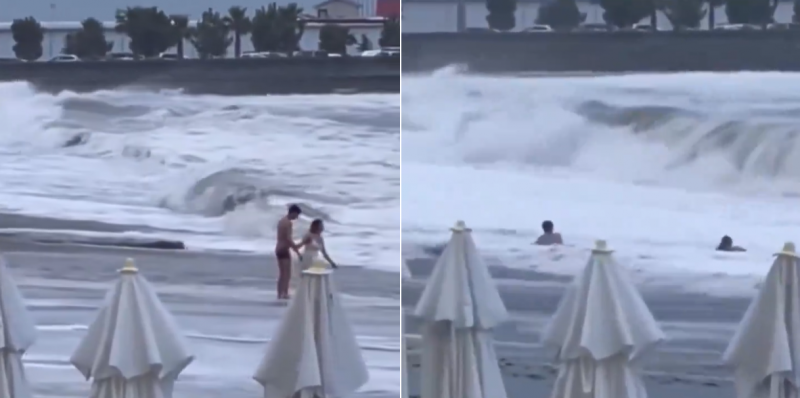 mulher arrastada pelo mar enquanto passeava com o namorado