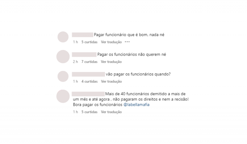 Print de comentários ofensivos em perfil no instagram