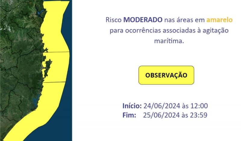 Mar estará agitado no litoral catarinense 