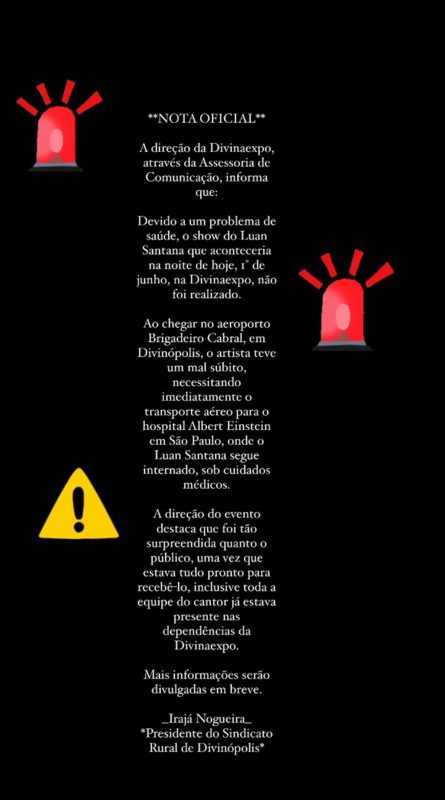 Em nota, a organizadora do evento explicou o porqu&ecirc; o show precisou ser cancelado – Foto: Divulgado na Internet/Reprodu&ccedil;&atilde;o/ND