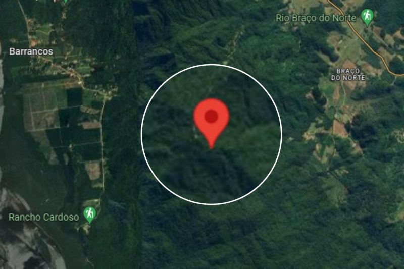 mapa do local exato onde caiu o avião