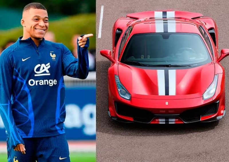 Mbapp&eacute; tem Ferrari 488 – Foto: Divulga&ccedil;&atilde;o FFF e Ferrari
