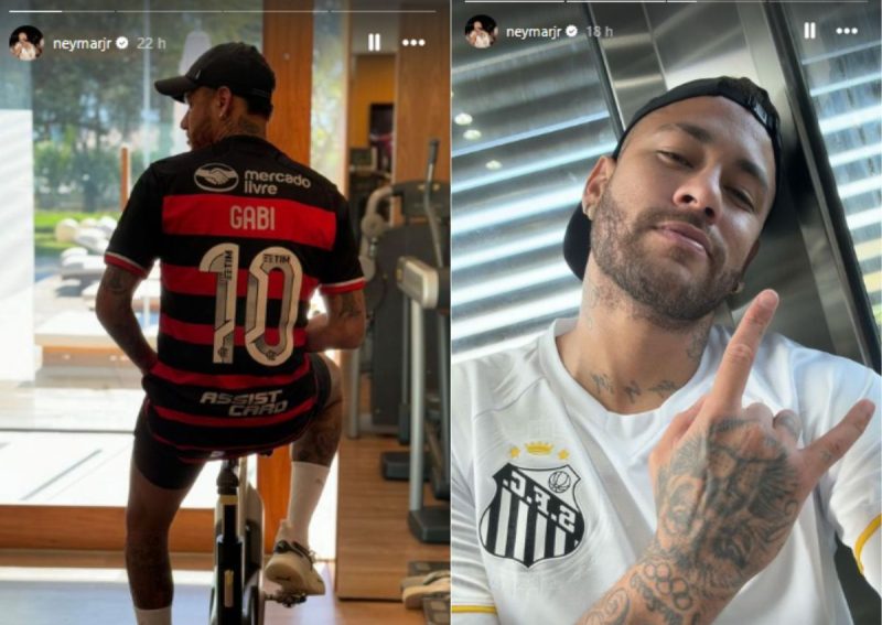 Jogador com camisa de Flamengo e Santos – Foto: Reprodu&ccedil;&atilde;o/Instagram