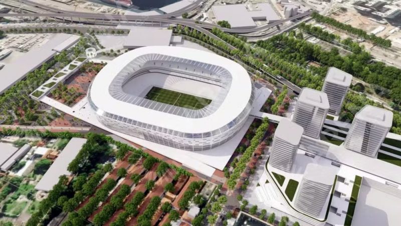 Projeção de como deve ser o novo estádio do Flamengo na região do Gasômetro