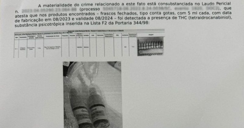 Processo do MPSC com imagem de óleo de canabidiol