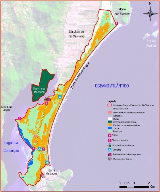 Mapa do Parque Estadual do Rio Vermelho, em Florian&oacute;polis – Foto: IMA/Reprodu&ccedil;&atilde;o