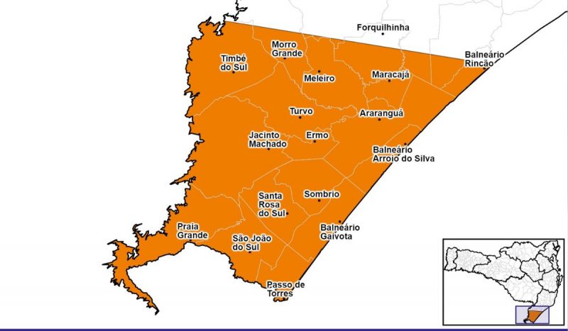 Alerta máximo de chuva em municípios próximos ao RS