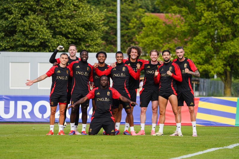 Jogadores da Bélgica durante treino