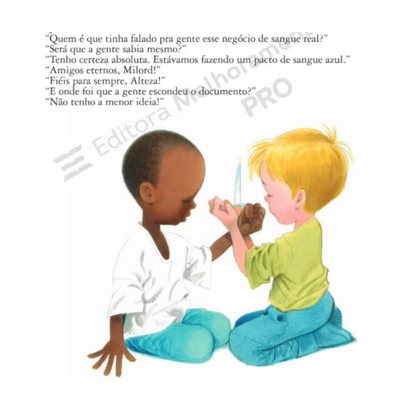 Trecho do livro "O menino marrom" de Ziraldo, mostrando pacto de sangue
