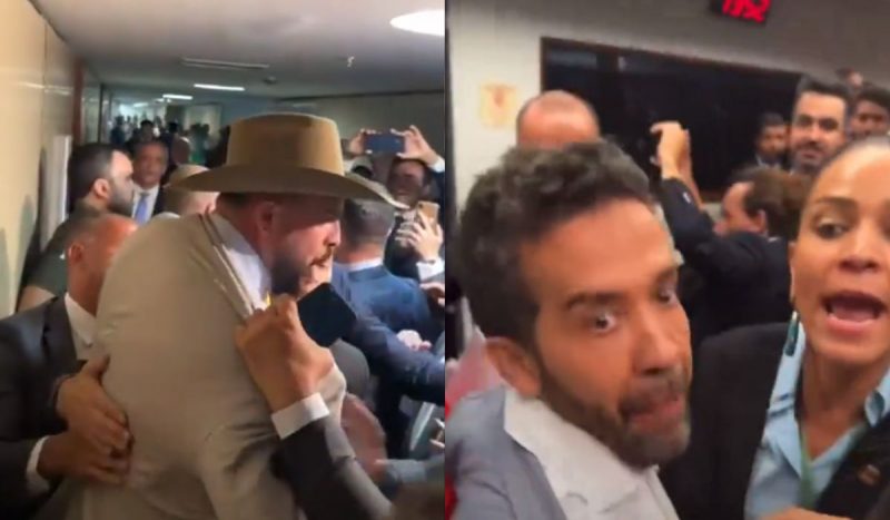 Deputado catarinense, Zé Trovão (PL) precisou ser contido por assessores 