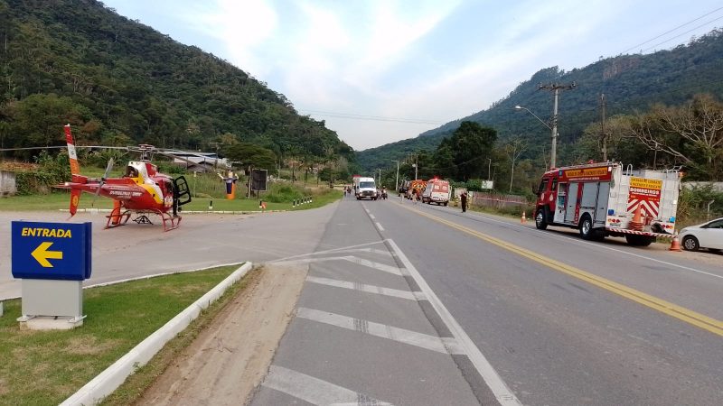 Local onde pedestre foi atropelado por caminhão em Ibirama 