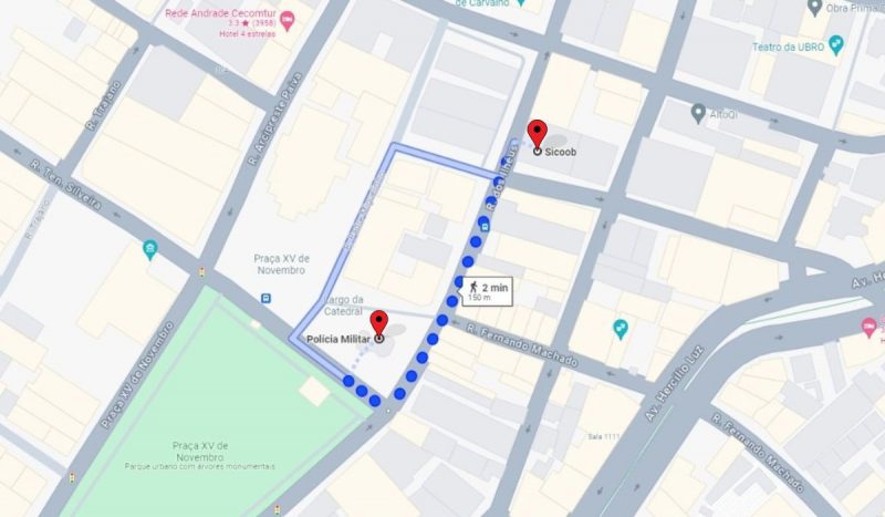 Local onde roubo aconteceu &eacute; pr&oacute;ximo de posto da pol&iacute;cia militar – Foto: Google Maps/ Reprodu&ccedil;&atilde;o/ ND