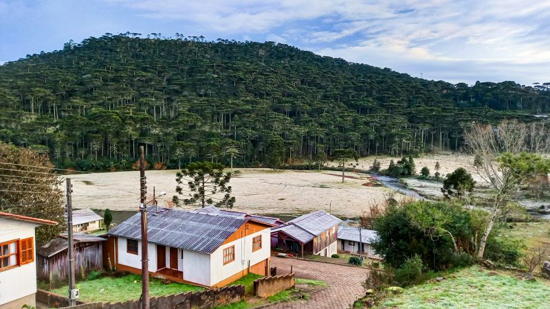 Bom Jardim da Serra, na região da Serra catarinense registrou temperatura próxima do 0°C