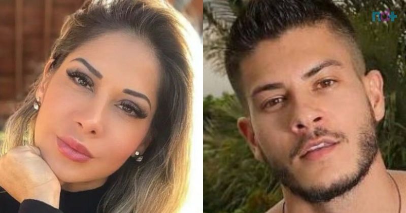 na foto aparecem Maíra Cardi e Arthur Aguiar que discutem opinião da filha falar sonre celular de pobre