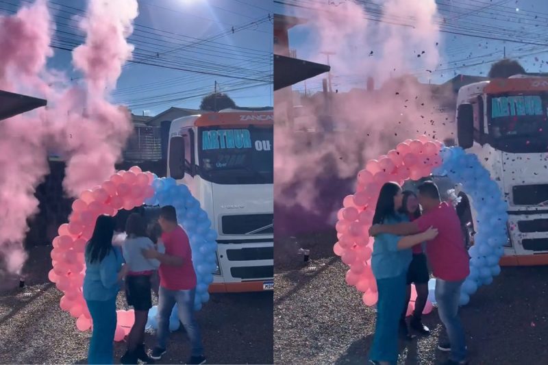 O chá revelação mostrou que seria uma menina, mas Mirian está grávida de um menino 