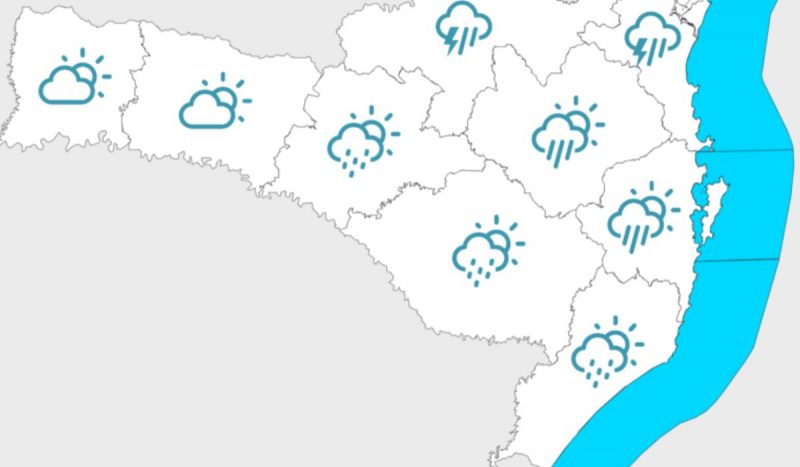 Sábado será de chuva e frio em SC