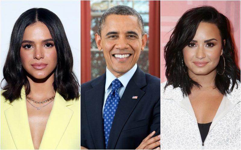 três famosos do signo de Leão: Bruna Marquezine, Obama, Demi Lovato