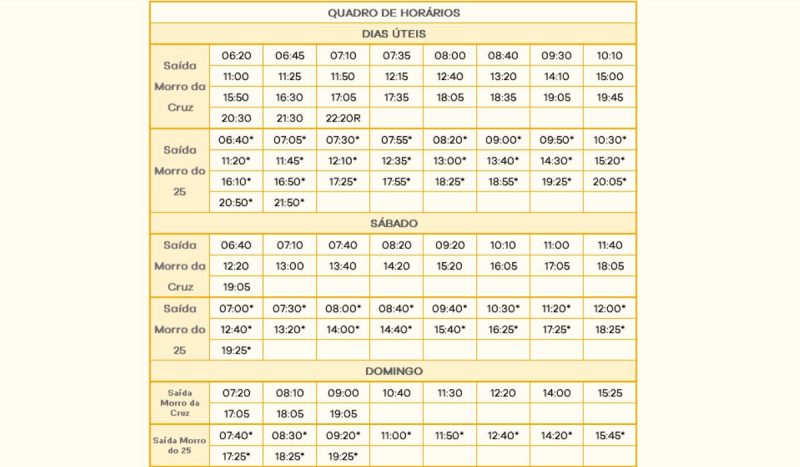 Confira os horários de itinerários da nova linha