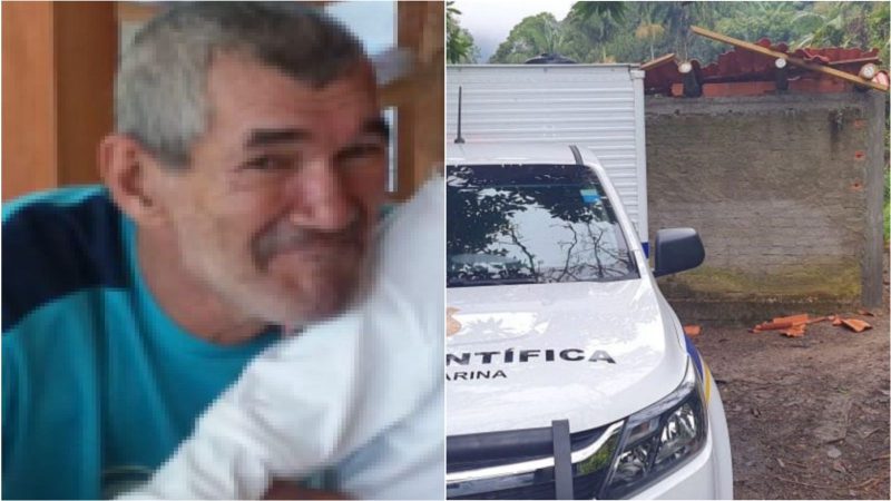 Montagem com foto do trabalhador que morreu e local onde o acidente aconteceu