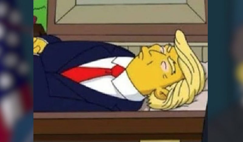 Imagem do desenho Os Simpsons de Donald Trump dentro de um caixão nunca foi exibida no seriado