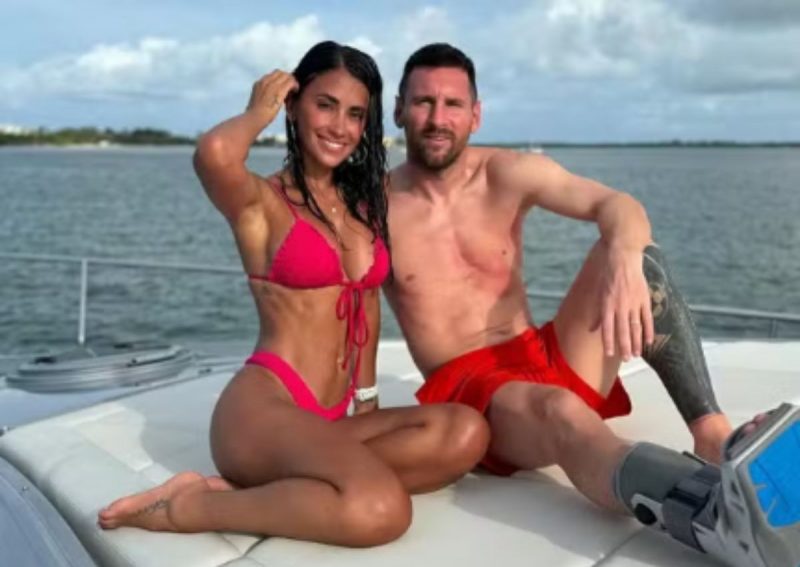Messi com a esposa Antonella