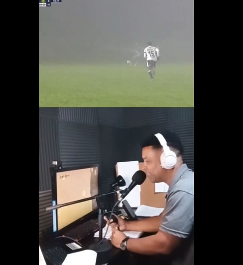 Narrador Luiz Augusto Alano teve que improvisar porque a imagem do jogo sumiu na neblina