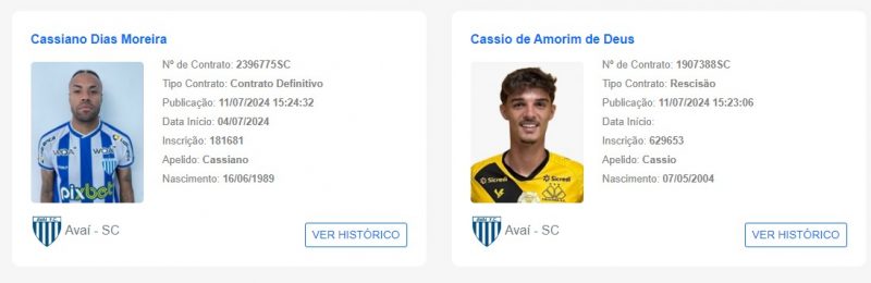 Cassiano est&aacute; regularizado, mas C&aacute;ssio deixou o clube – Foto: Reprodu&ccedil;&atilde;o/ND