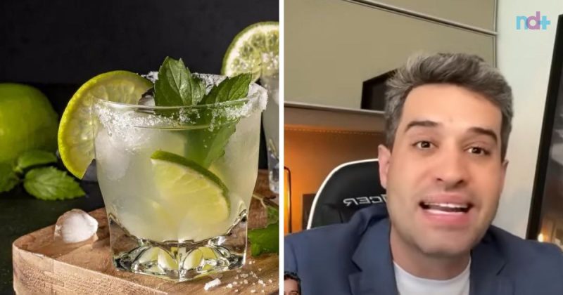 Fotomontagem mostra imagem ilustrativa de suco para acabar com gordura teimosa e médico que ensina receita