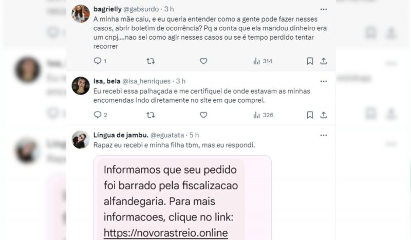 Usu&aacute;rios do X relataram que receberam o SMS; alguns ca&iacute;ram no novo golpe – Foto: X/Reprodu&ccedil;&atilde;o/ND